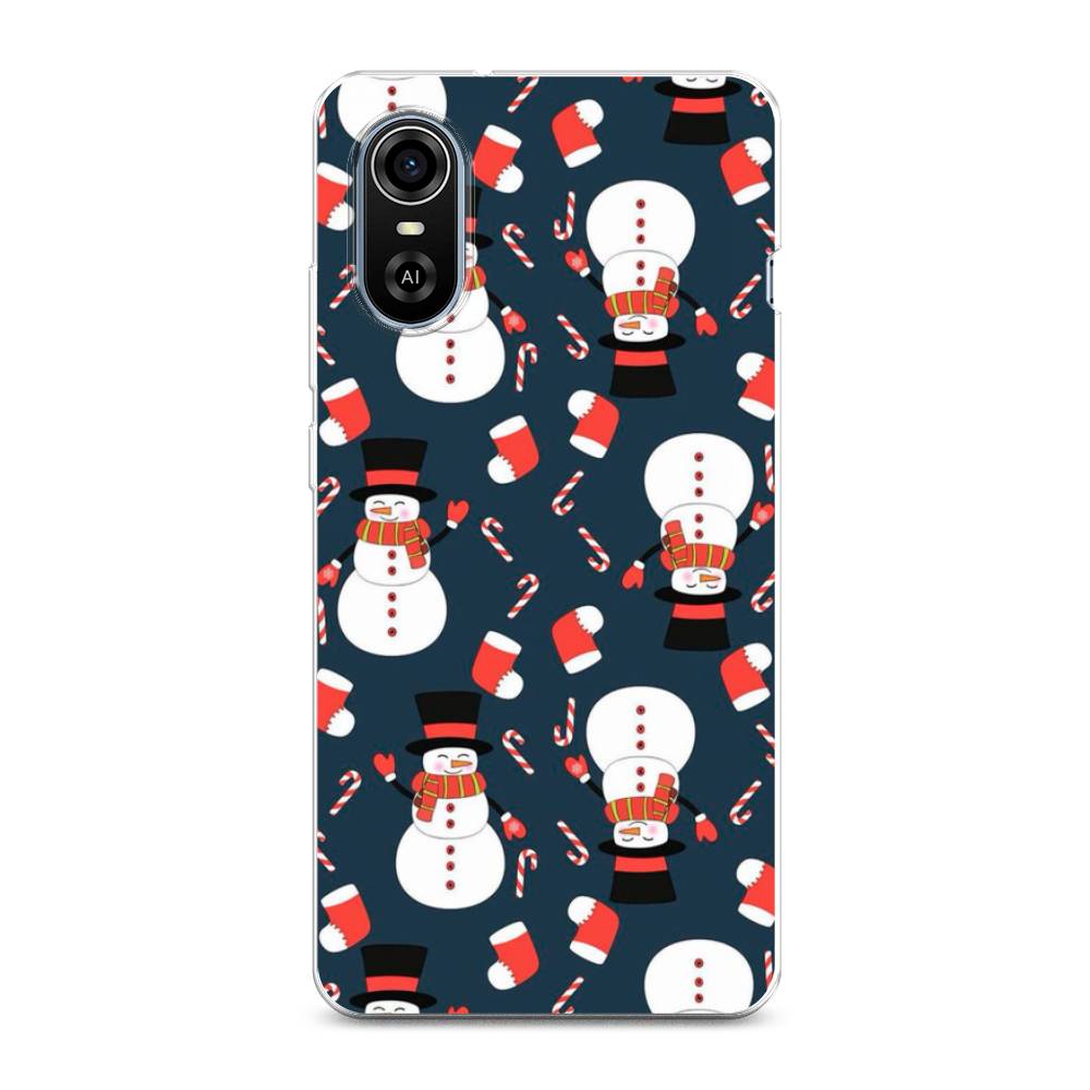

Чехол для ZTE Blade A31 Plus "Синие снеговики", Синий;белый;красный, 135750-5
