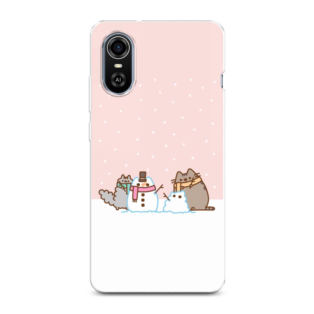 

Чехол для ZTE Blade A31 Plus "Котики в снегу", Розовый;белый;серый, 135750-5