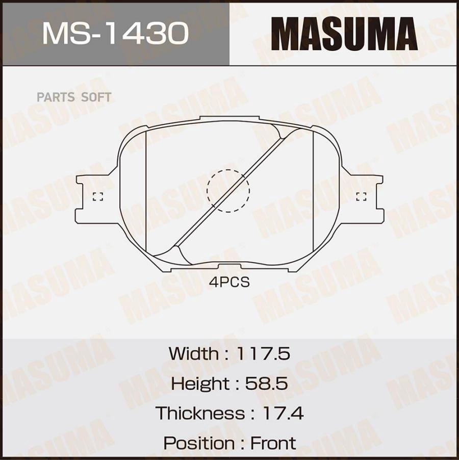 

Колодки Пер. Toyota Corolla, Vista 99-02 Masuma арт. MS1430