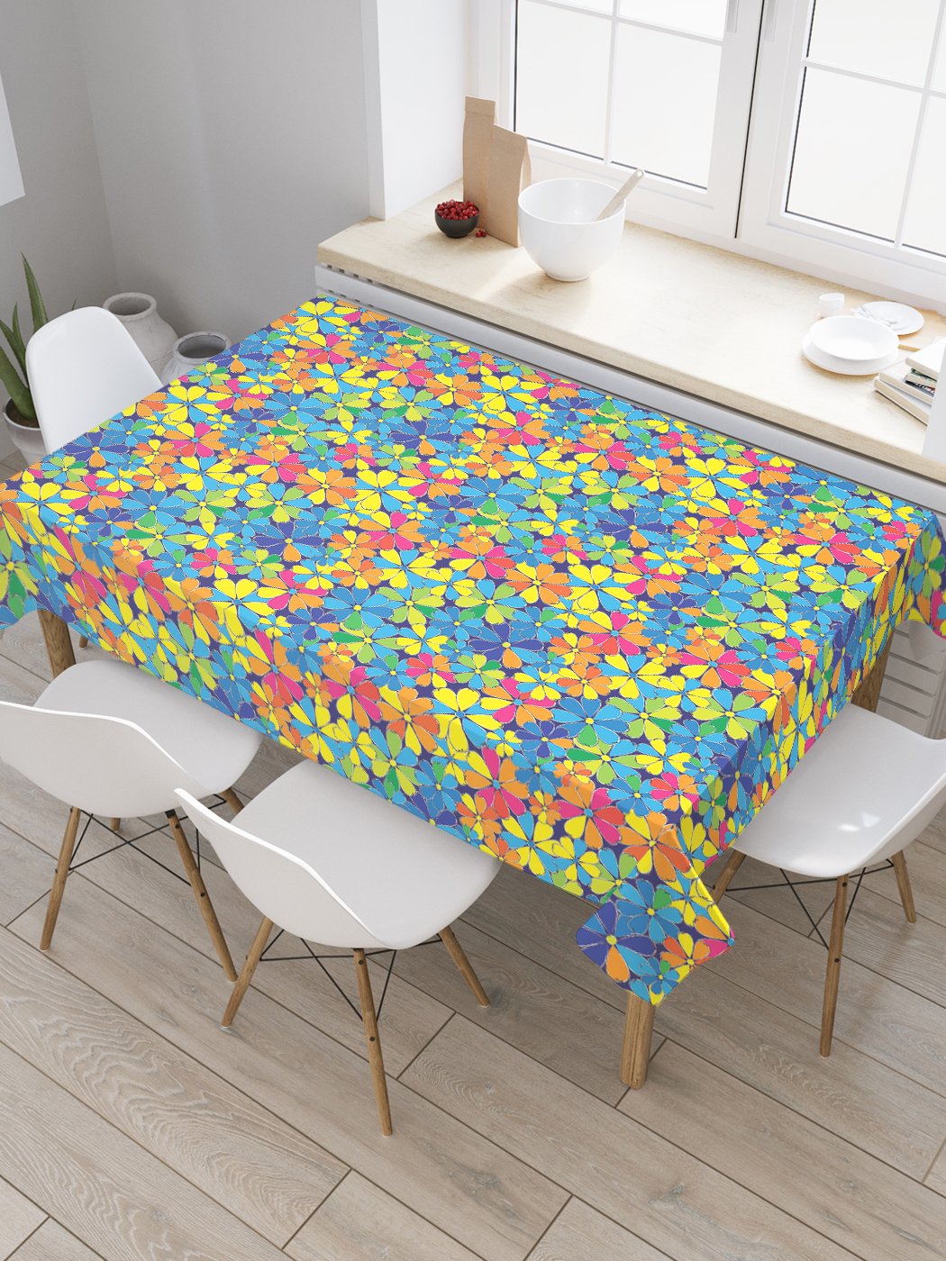 

Скатерть прямоугольная JoyArty "Разноцветные лепестки" из сатена, 120x145 см, Желтый, Разноцветные лепестки