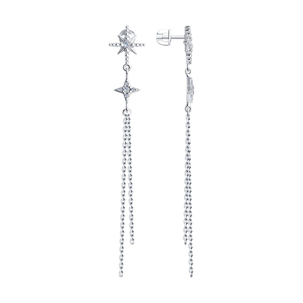 

Серьги подвески из серебра SKLV 94025761, фианит, 94025761