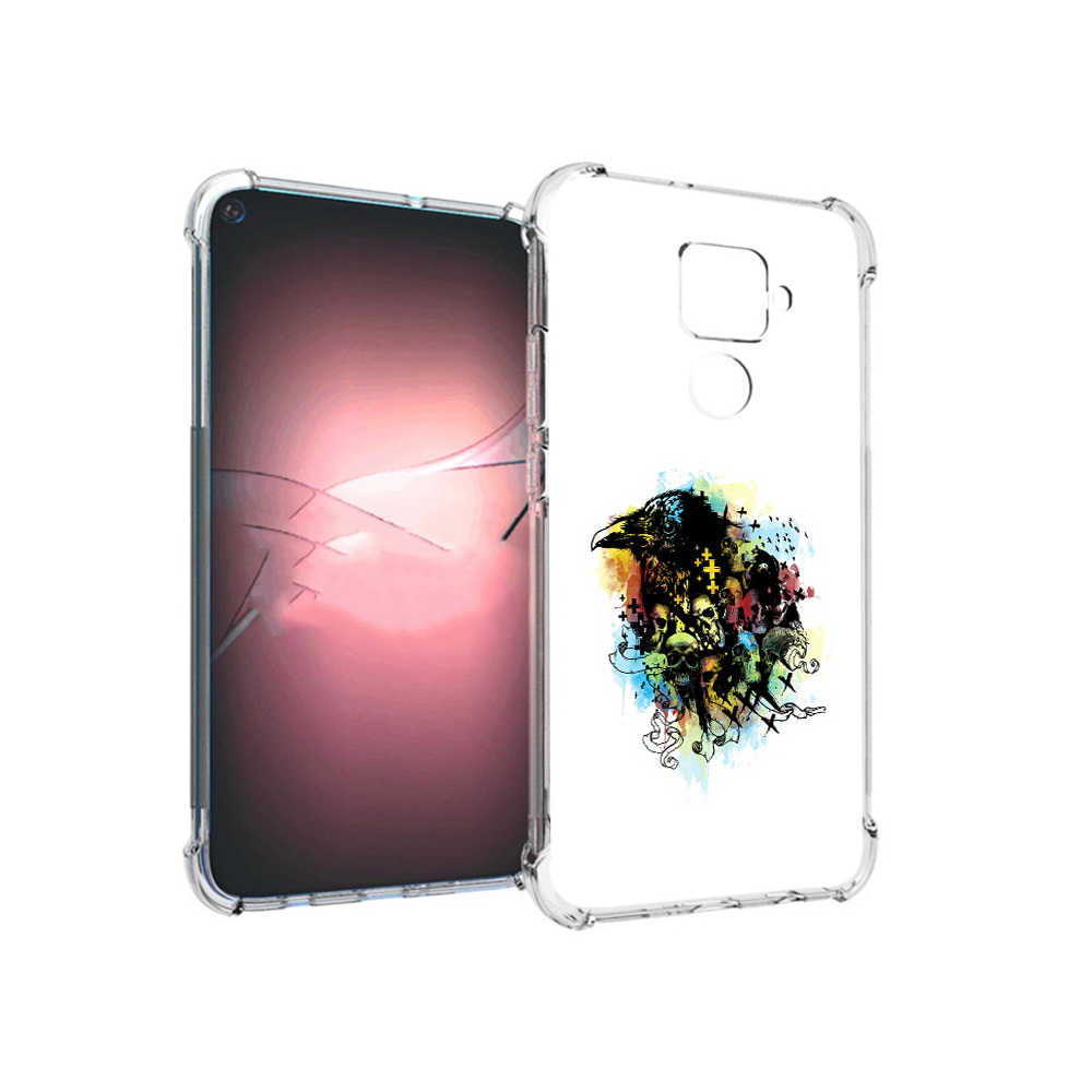 

Чехол MyPads Tocco для Huawei Nova 5i Pro ворон и черепа, Прозрачный, Tocco