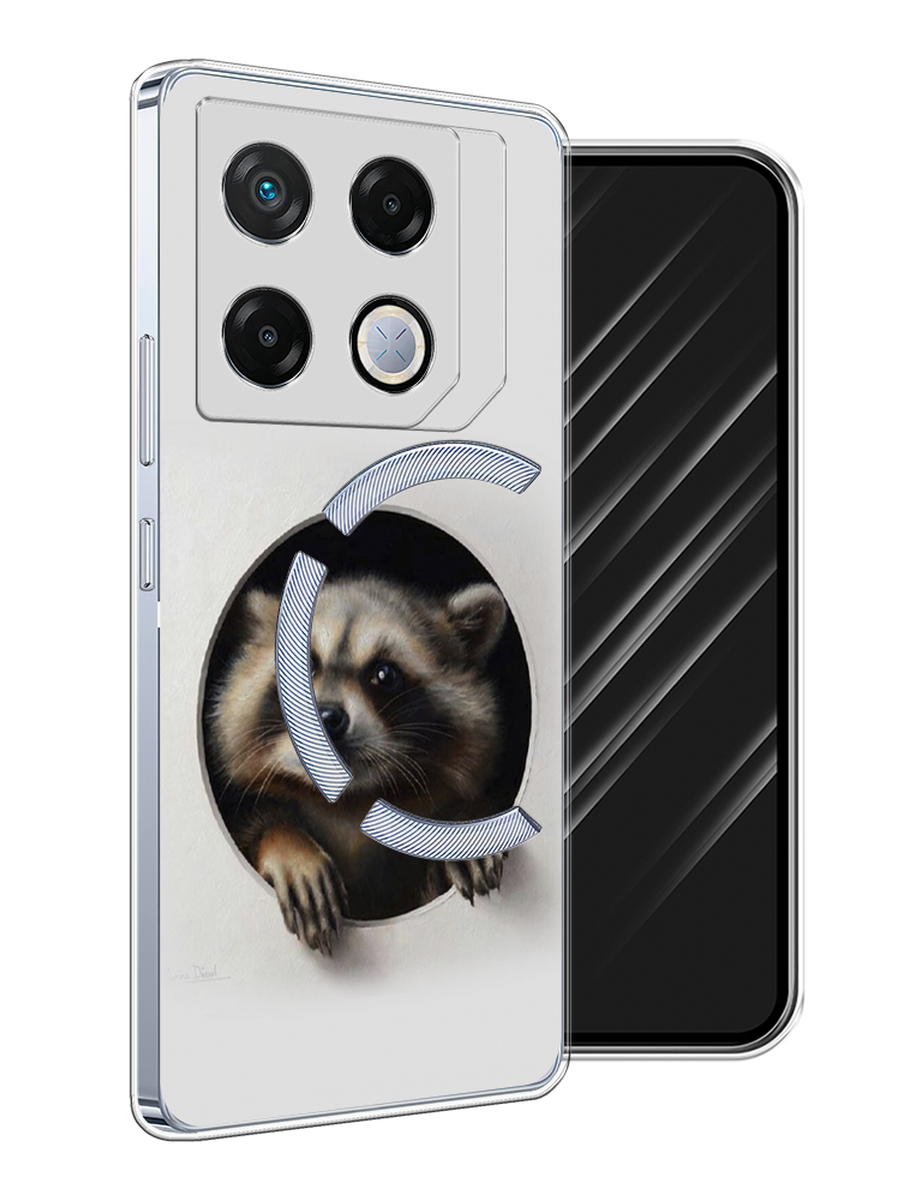 

Чехол Awog на Infinix GT 20 Pro "Любопытный енот", Коричневый;черный;белый, 3106250-1