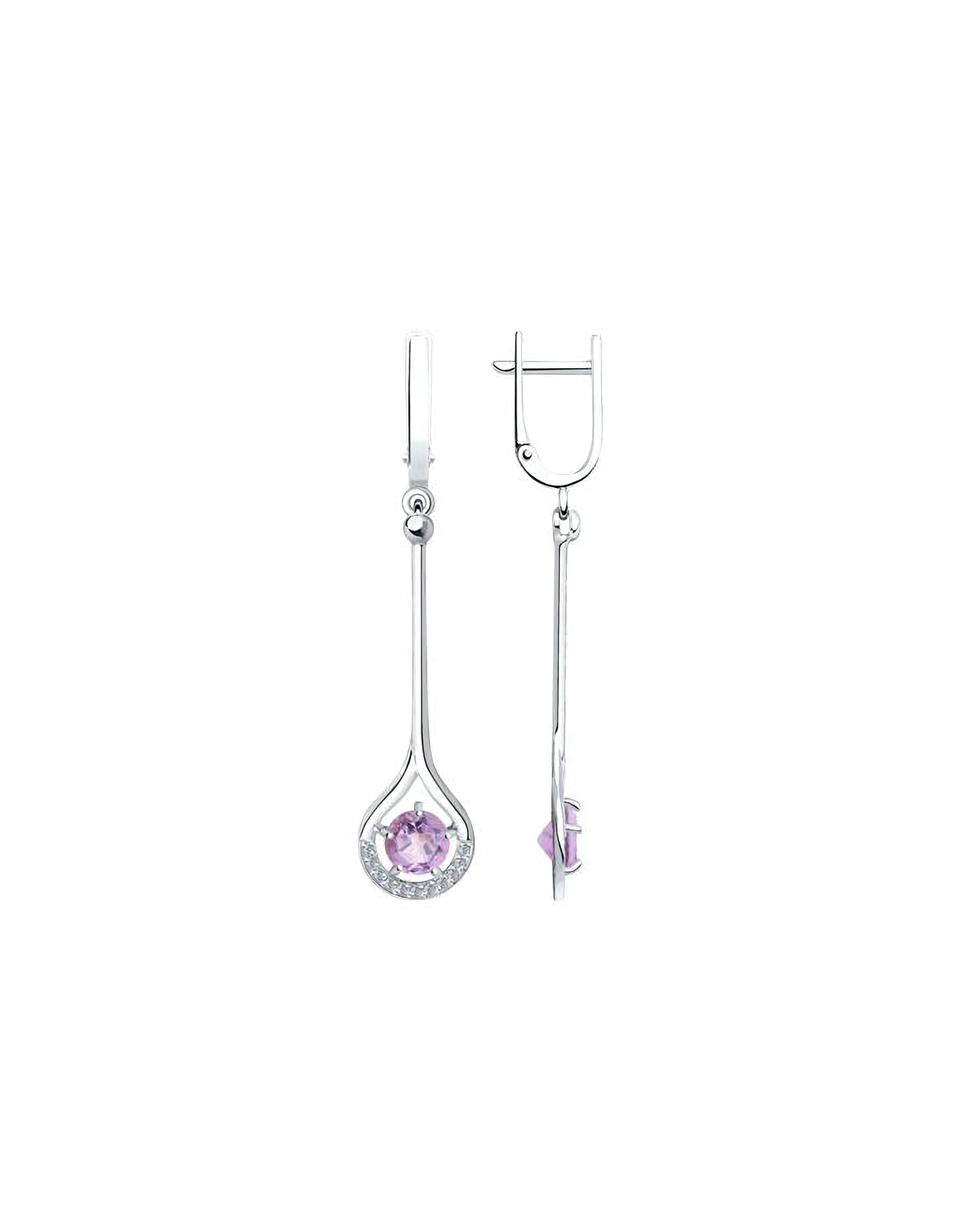 

Серьги подвески из серебра TEO MAORI 894-321-00435-2, аметист, 894-321-00435-2