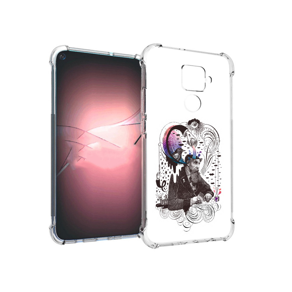 

Чехол MyPads Tocco для Huawei Nova 5i Pro абстракция думающий мужчина, Прозрачный, Tocco