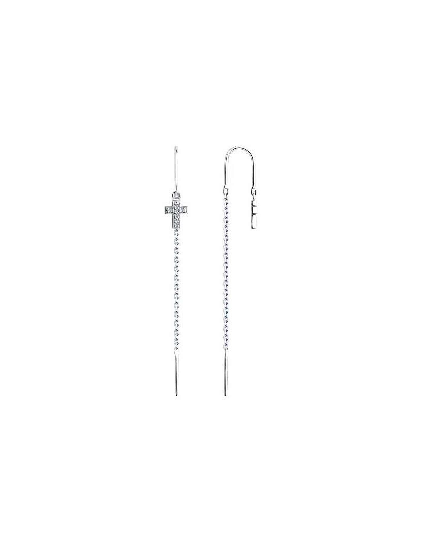 

Серьги продевки из серебра TEO MAORI 894-123-01492-1, фианит, 894-123-01492-1