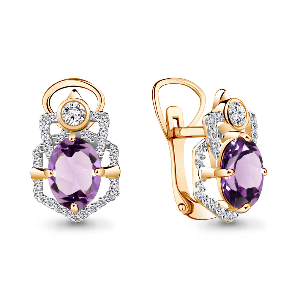 

Серьги из серебра с аметистом Aquamarine 4456004А_925_з, 4456004А_925_з