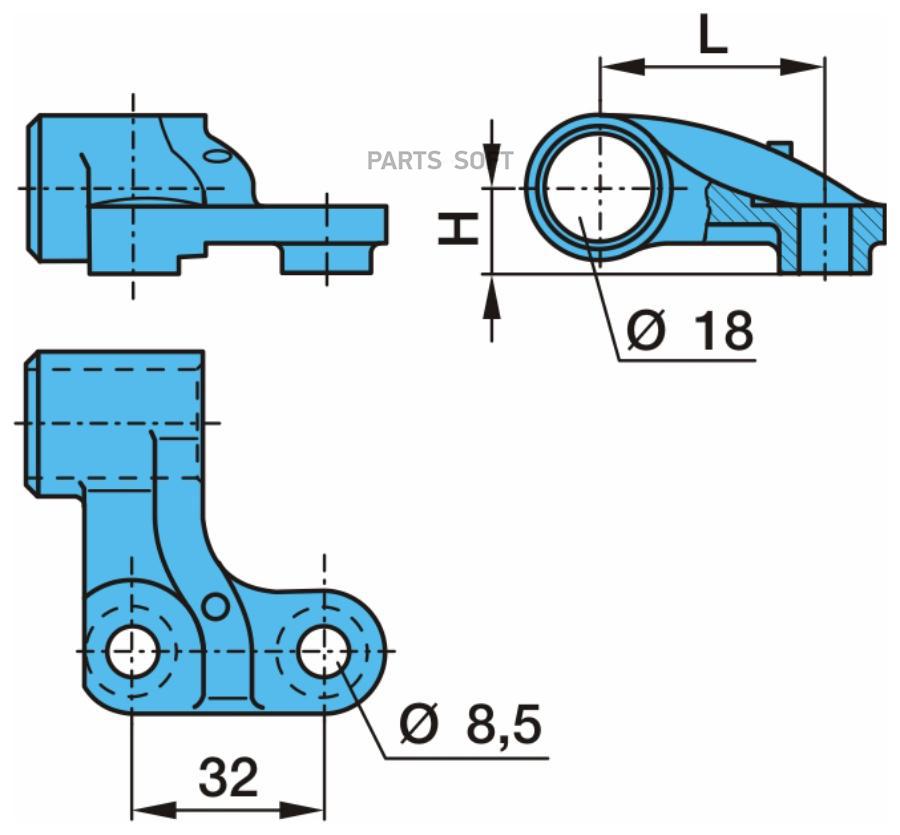 Кронштейн датчика ABS !(м) RH на L=37.5 d=16 2отв.d=8.5BPW