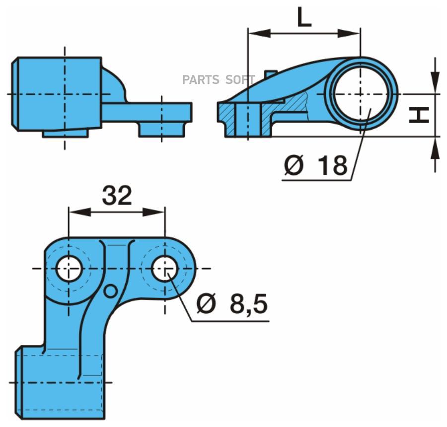 Кронштейн датчика ABS !(м) LH на L=37.5 d=16 2отв.d=8.5BPW