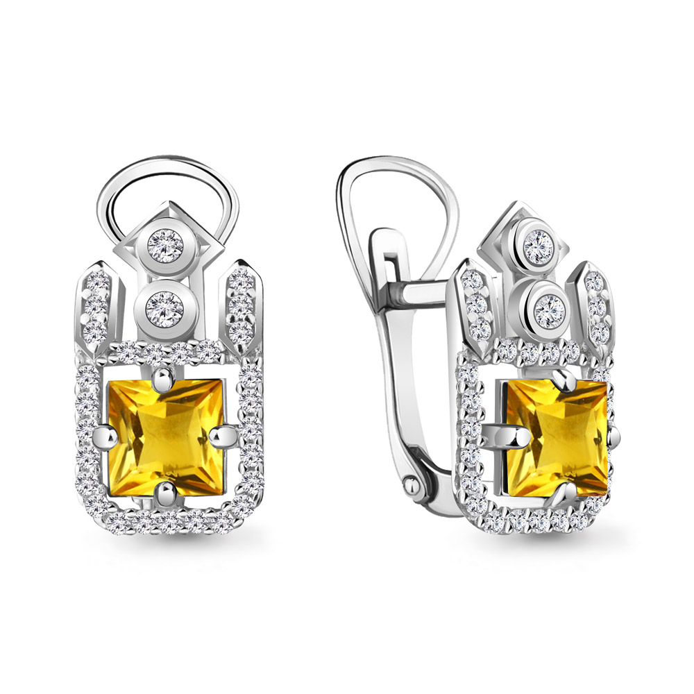 

Серьги из серебра с фианитом Aquamarine 4455906А_925_р, 4455906А_925_р