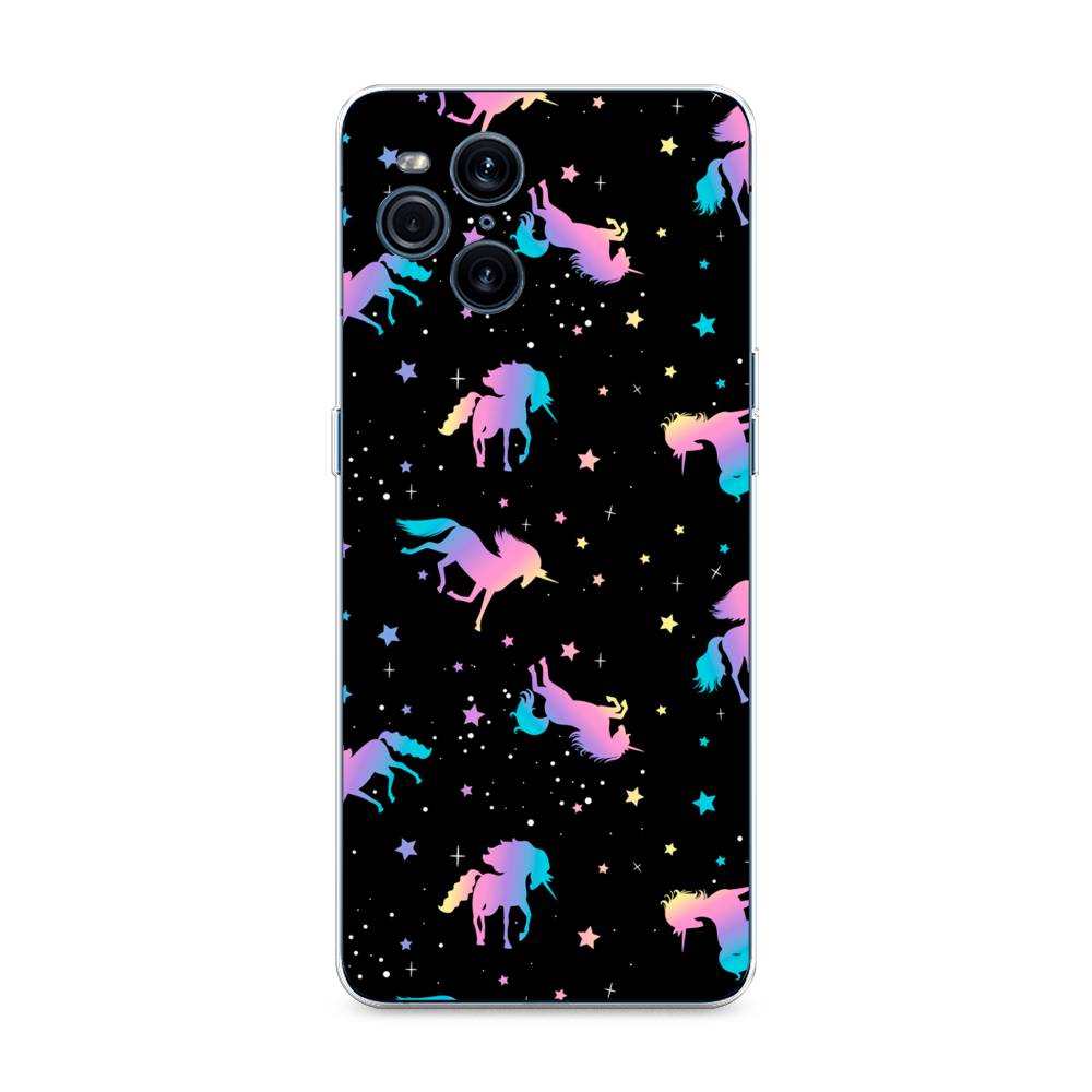 

Чехол для Oppo Find X3 Pro "Единороги градиент", Черный;розовый;голубой, 255750-1