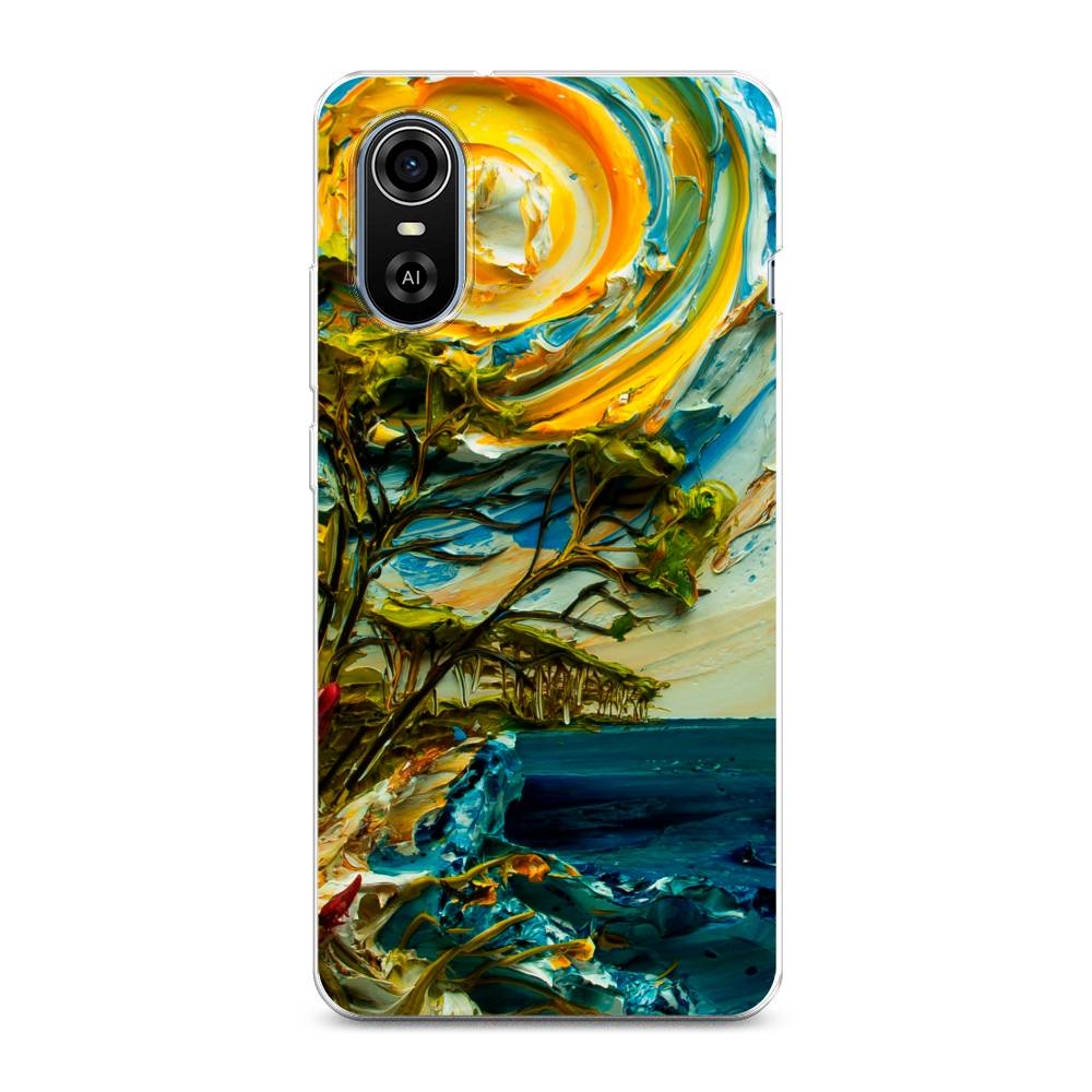 

Чехол на ZTE Blade A31 Plus "Солнце живопись", Желтый;синий, 135750-4