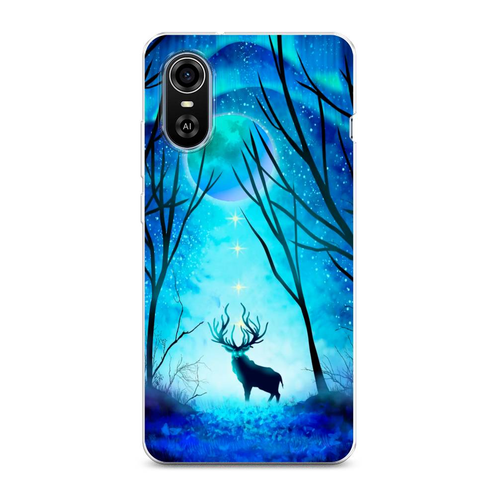 

Чехол для ZTE Blade A31 Plus "Олень северное сияние", Синий;черный;голубой, 135750-1