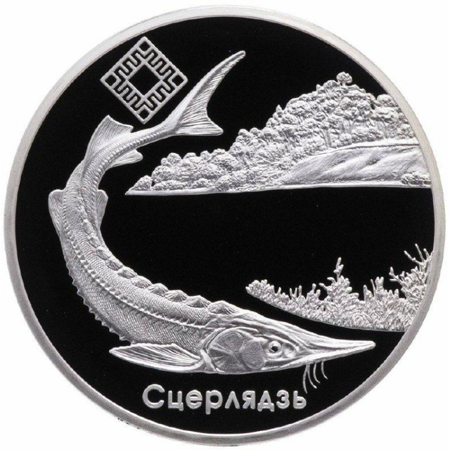 Монета 1 рубль Стерлядь, Днепро-Сожский заказник, Беларусь 2007 PF