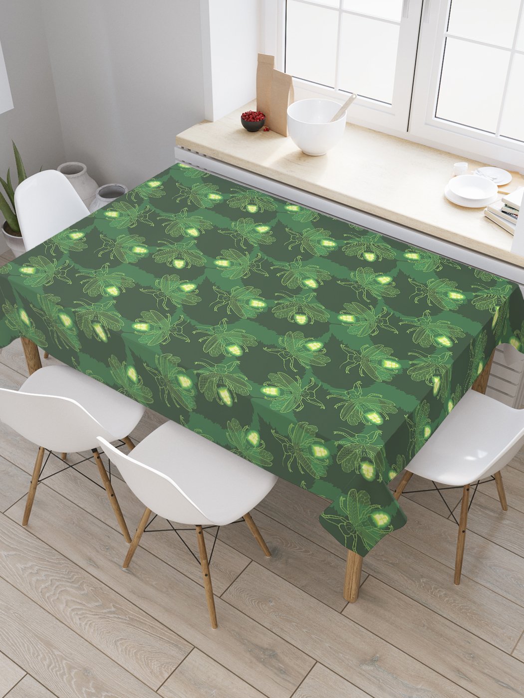 

Скатерть прямоугольная JoyArty "Светлячки в темноте" из сатена, 120x145 см, Зеленый, Светлячки в темноте