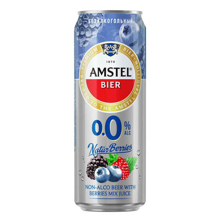 Пивной напиток Amstel Natur Ягодный микс безалкогольный 0,43 л