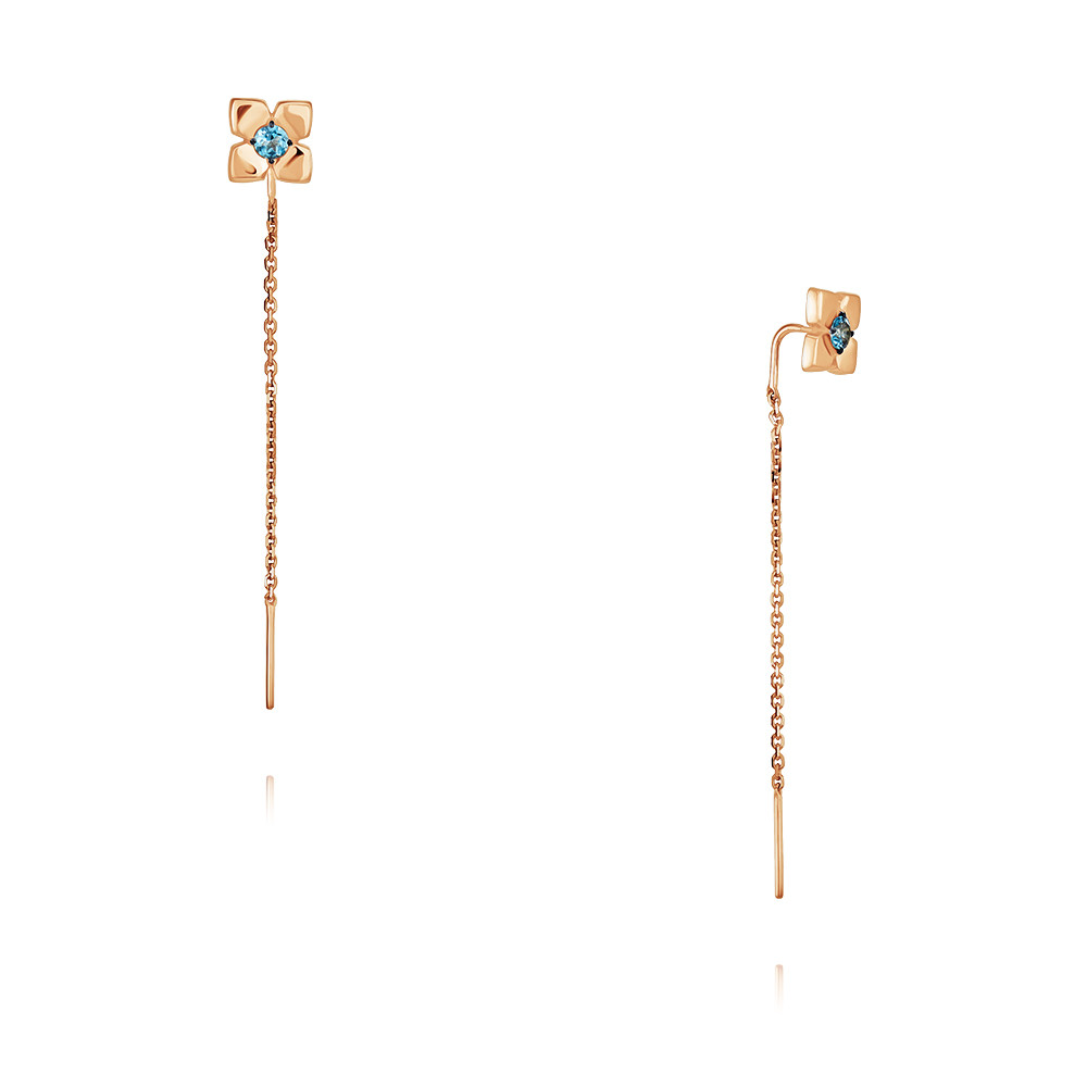 

Серьги продевки из красного золота ADAMAS 25041050/01-А50Ч-660, топаз, 25041050/01-А50Ч-660