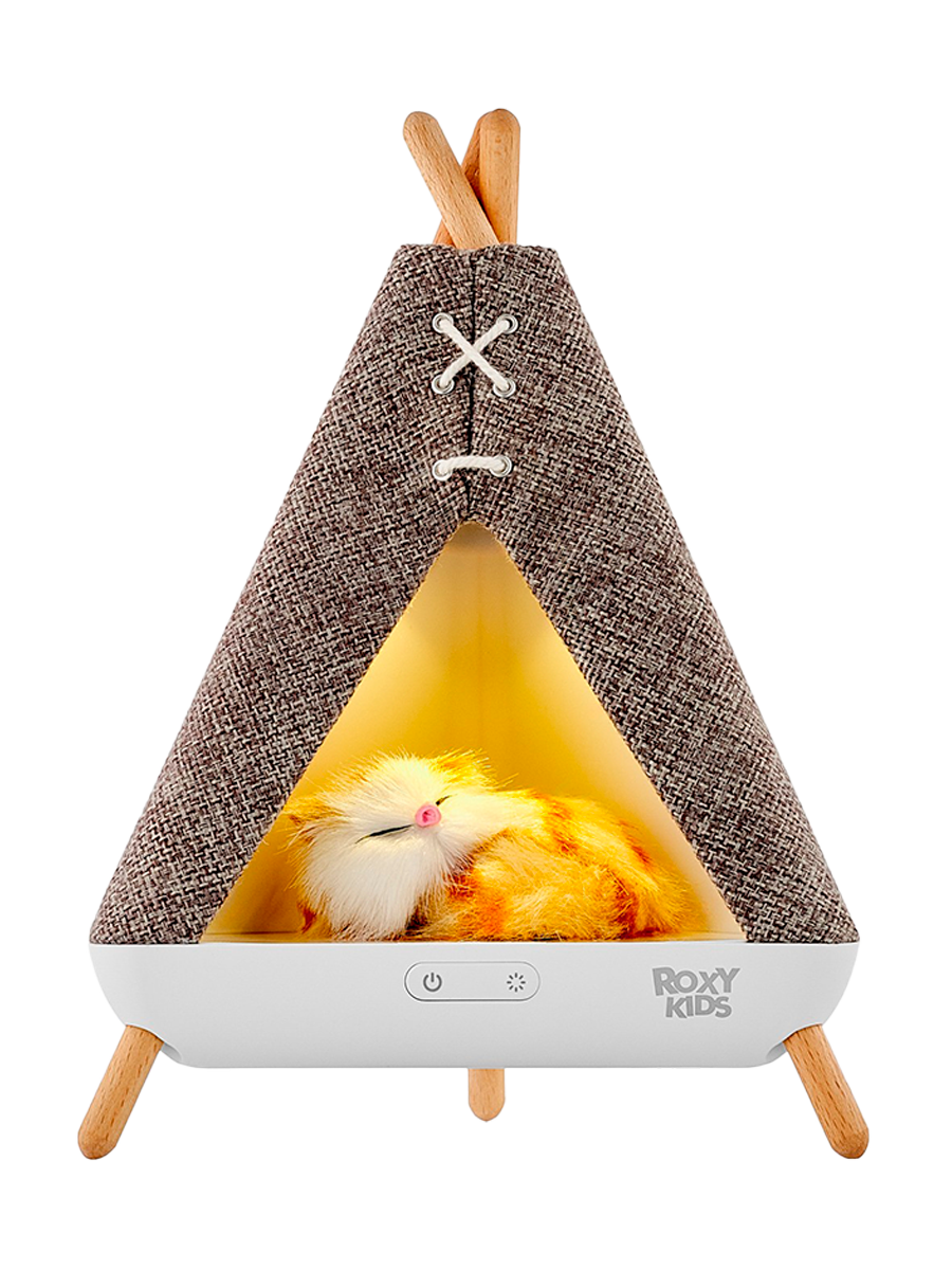 Ночник детский интерьерный ROXY-KIDS WIGWAM с котенком, USB с аккумулятором