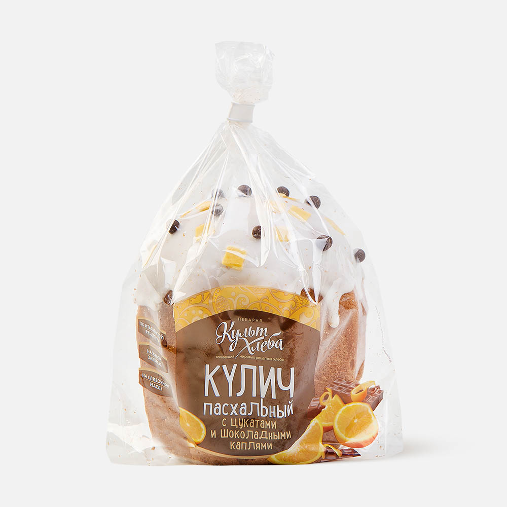 

Кулич Культ хлеба Пасхальный с цукатами и шоколадными каплями, 130 г