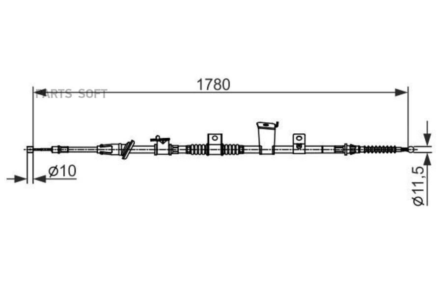 

BOSCH Трос ручного тормоза MITSUBISHI ASX 10- 1780мм прав.