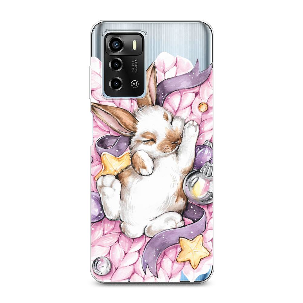

Чехол на ZTE Blade A72/V40 Vita "Кролик спит", Розовый;белый, 135450-5