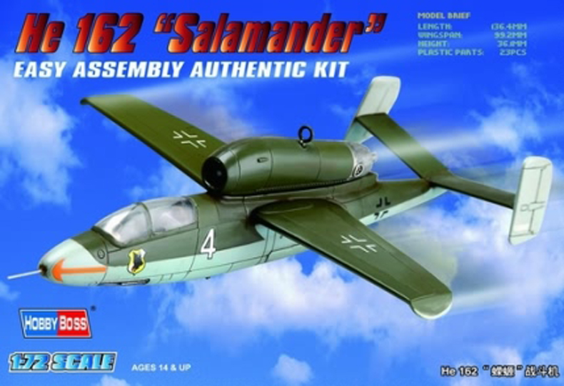 

Сборная модель HobbyBoss 1/72 Самолет He-162 “Salamander” 80239