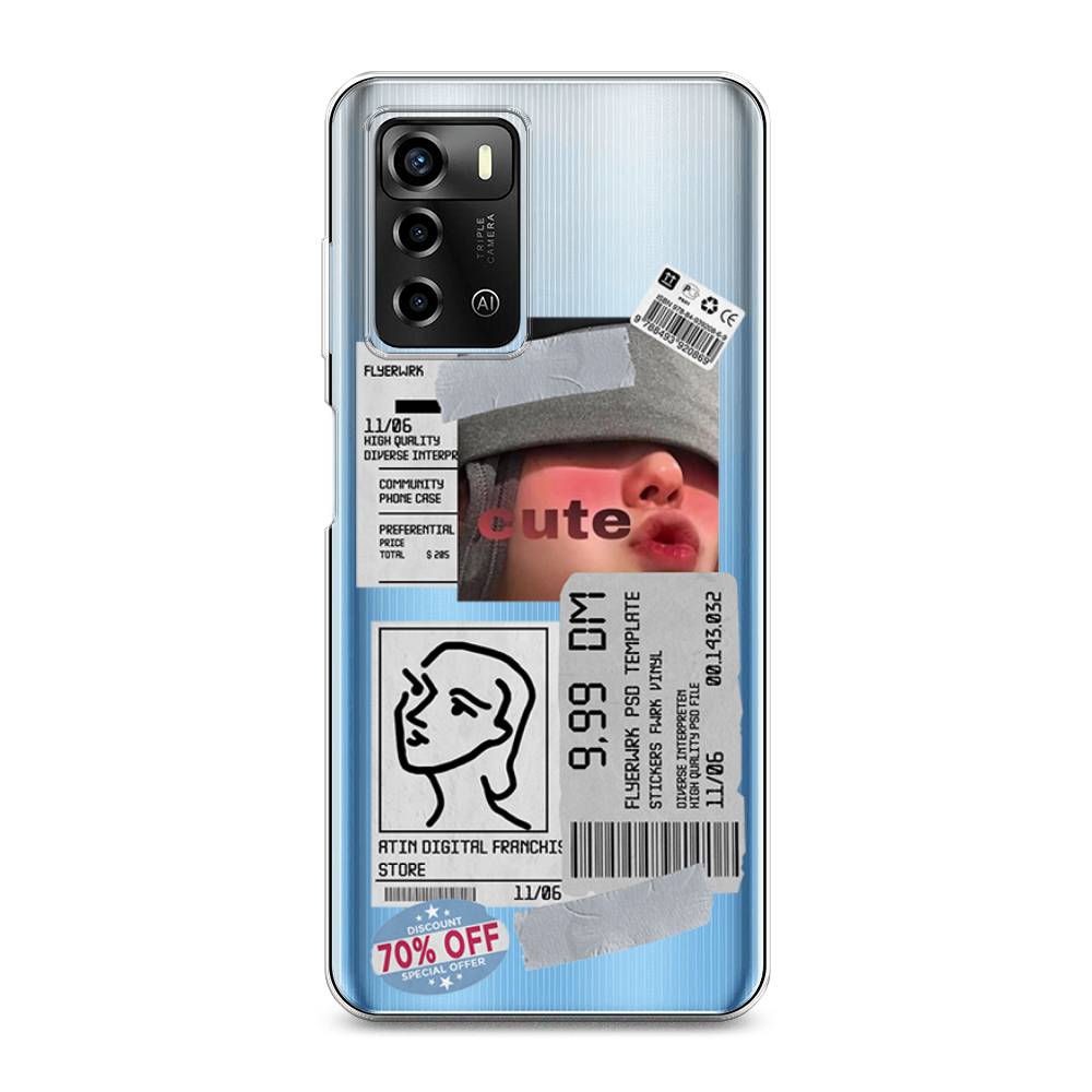 

Чехол на ZTE Blade A72/V40 Vita "Cute girl collage", Розовый;серый;голубой, 135450-6