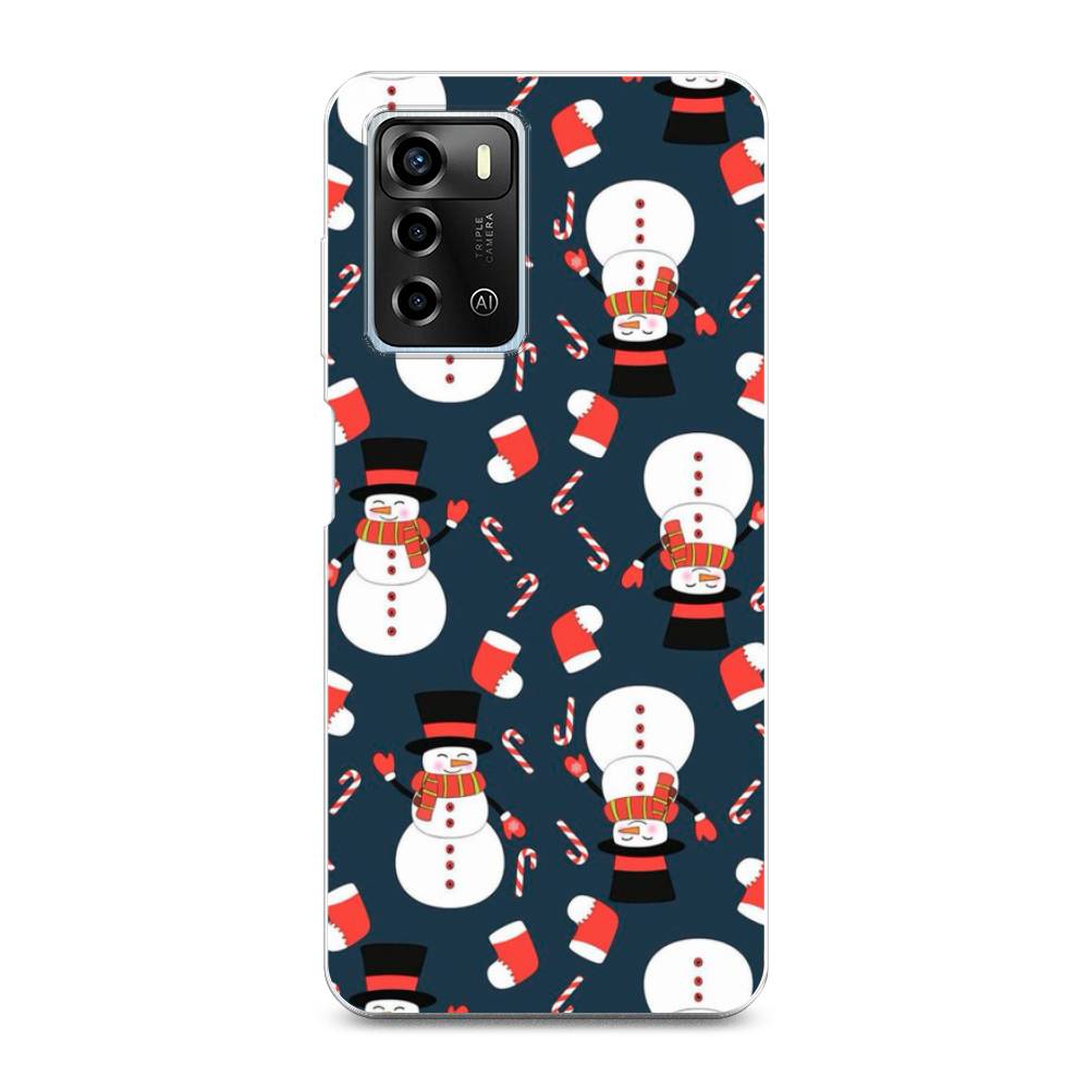 

Чехол для ZTE Blade A72/V40 Vita "Синие снеговики", Синий;белый;красный, 135450-5