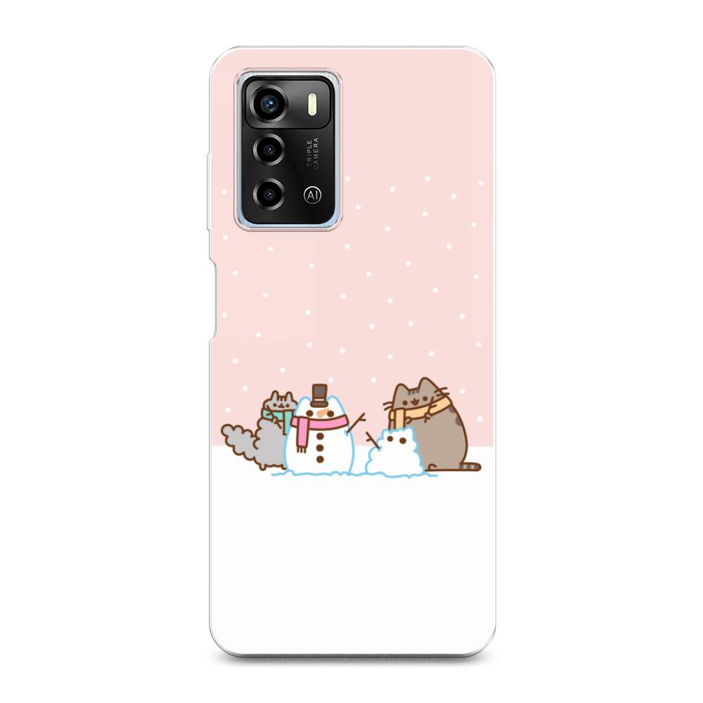 

Чехол для ZTE Blade A72/V40 Vita "Котики в снегу", Розовый;белый;серый, 135450-5