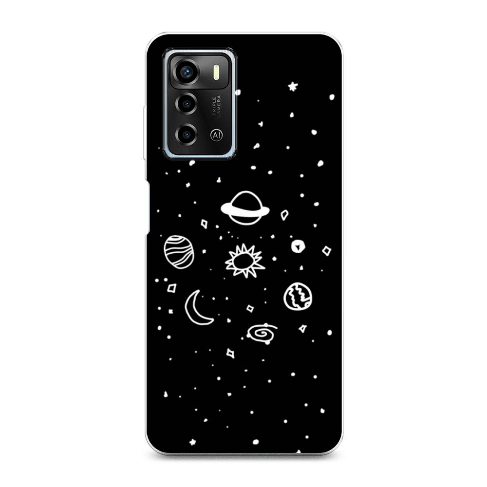 

Чехол для ZTE Blade A72/V40 Vita "Дудл солнечной системы", Бежевый;серый, 135450-2