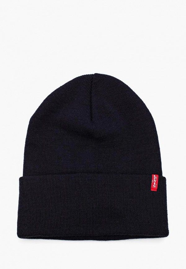 Шапка бини мужская Levi's SLOUCHY RED TAB BEANIE черная, one size