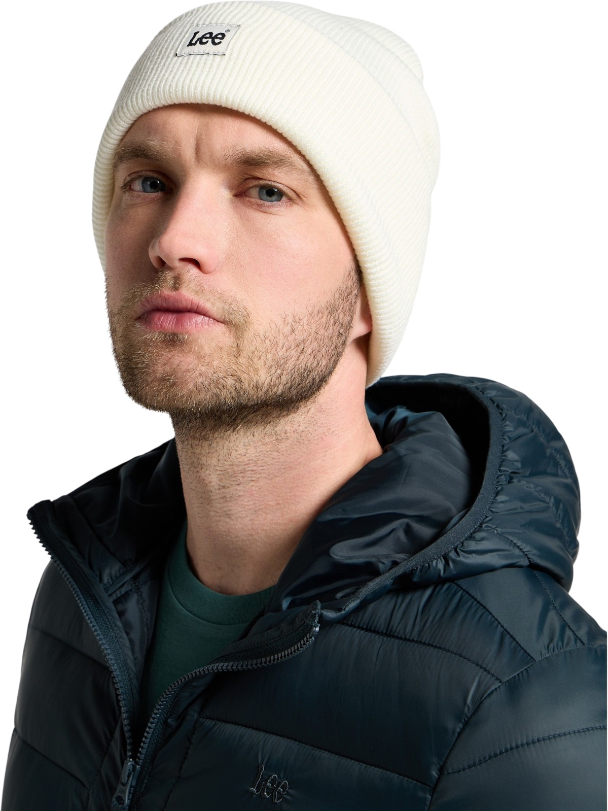 

Шапка бини мужская LEE BEANIE ECRU белая, Белый, BEANIE ECRU