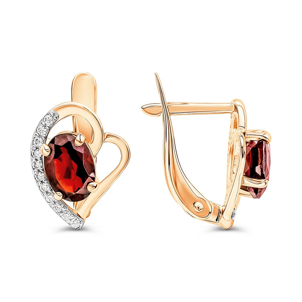 

Серьги из золота 585Gold 202009018, гранат/фианит, 202009018