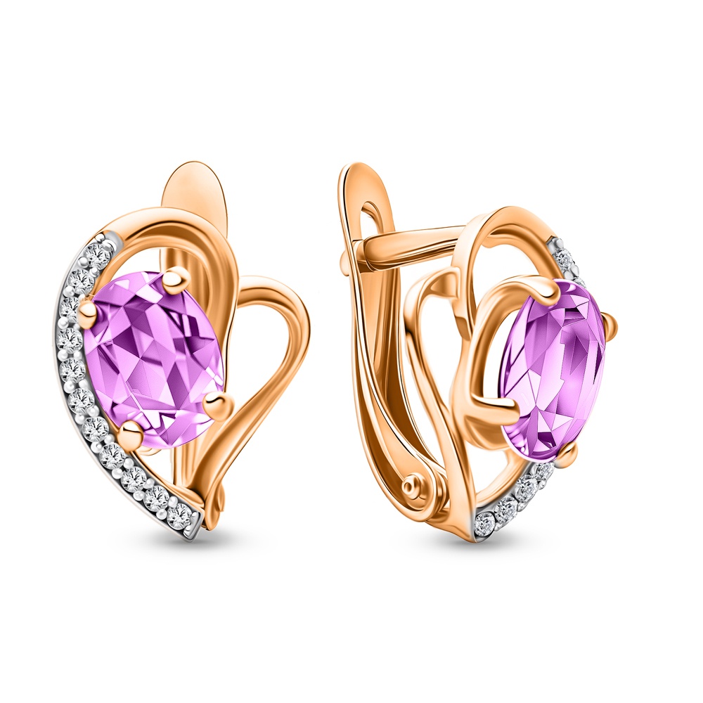 

Серьги из золота 585Gold 202009017, аметист/фианит, 202009017
