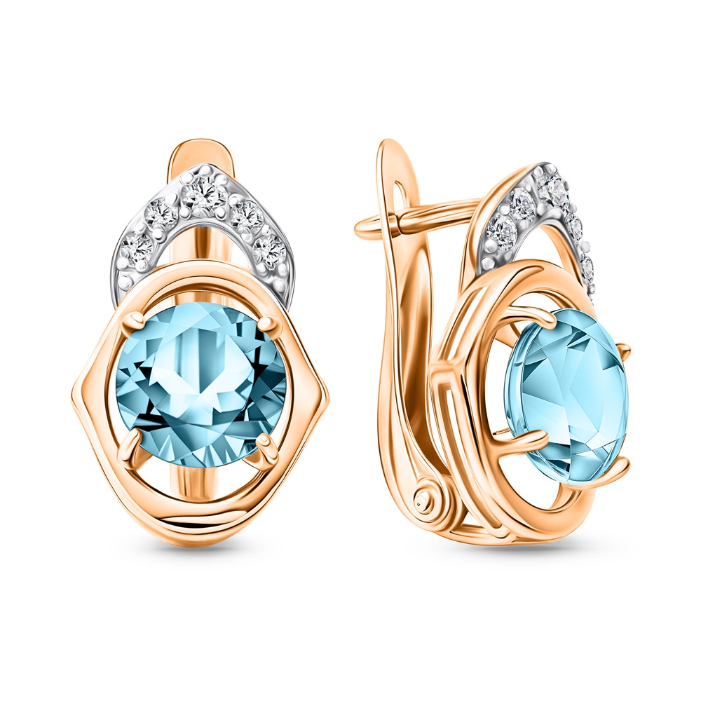 

Серьги из золота 585Gold 202009300, топаз/фианит, 202009300