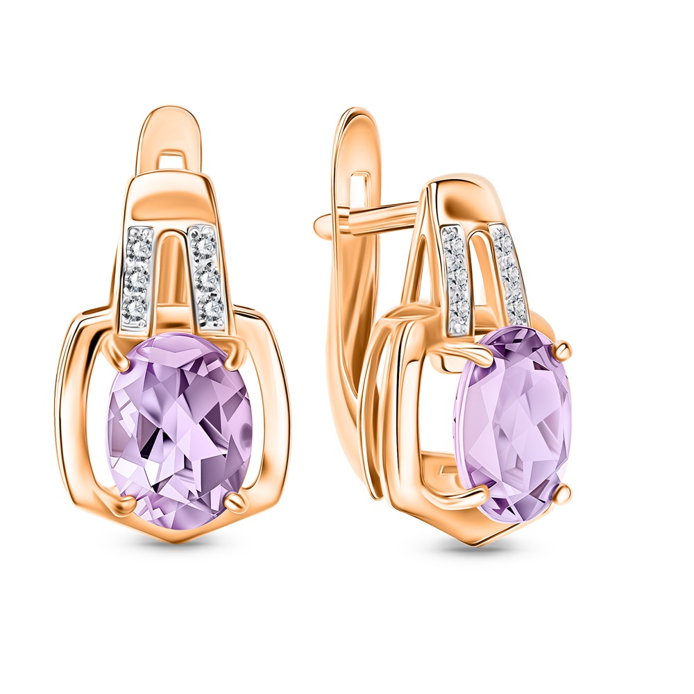 

Серьги из золота 585Gold 202009264, аметист/фианит, 202009264