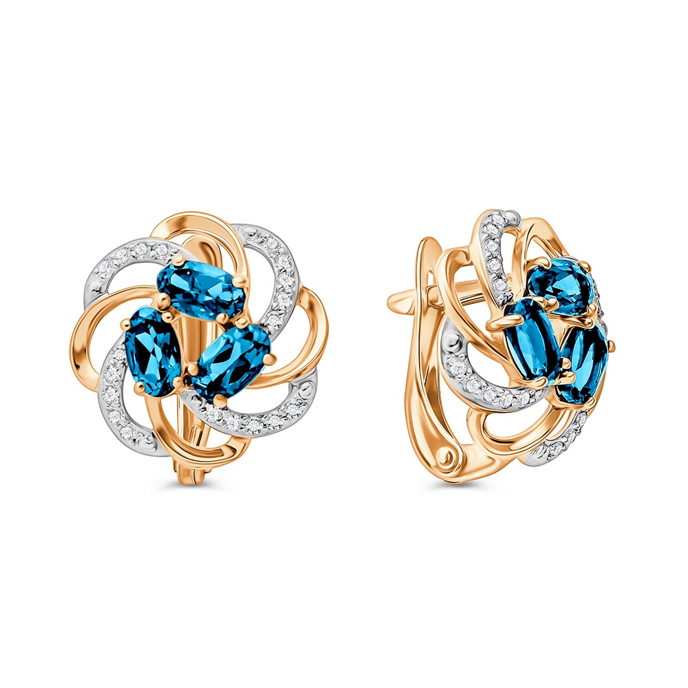 

Серьги из золота 585Gold 202009199, топаз/фианит, 202009199