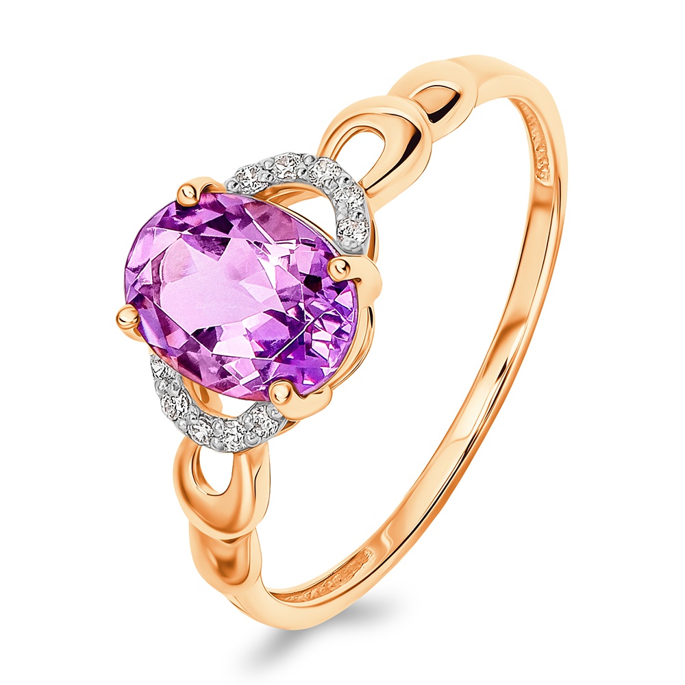 

Кольцо из золота р. , 585Gold 201014112, аметист/фианит, 201014112