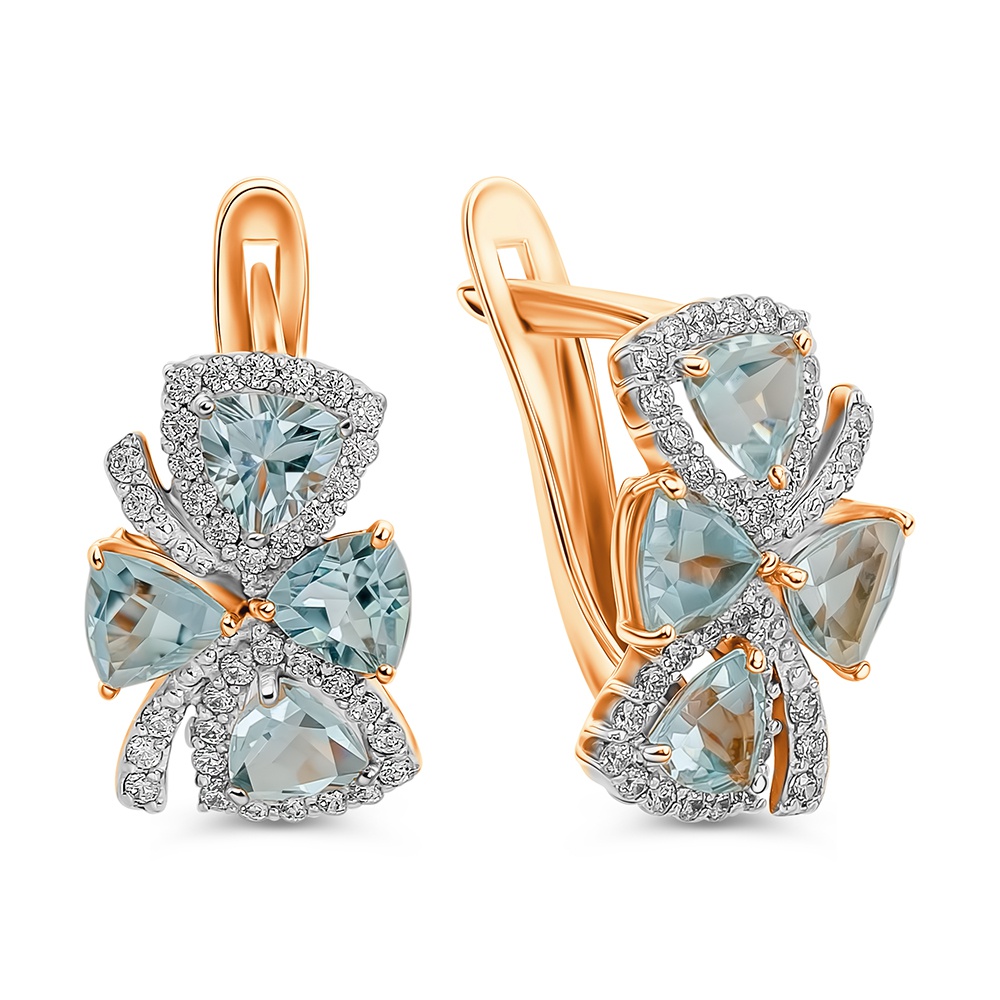 

Серьги из золота 585Gold 202009112, топаз/фианит, 202009112
