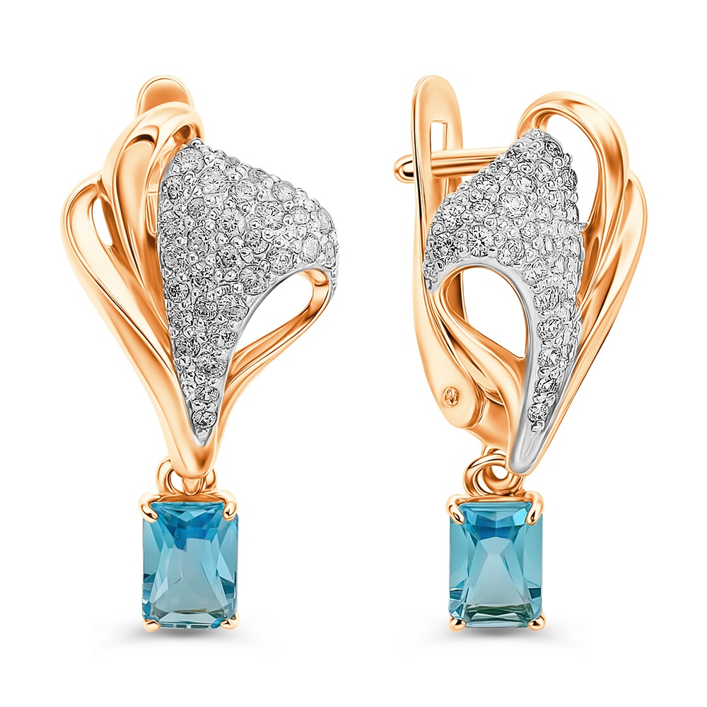 

Серьги из золота 585Gold 202009315, топаз/фианит, 202009315