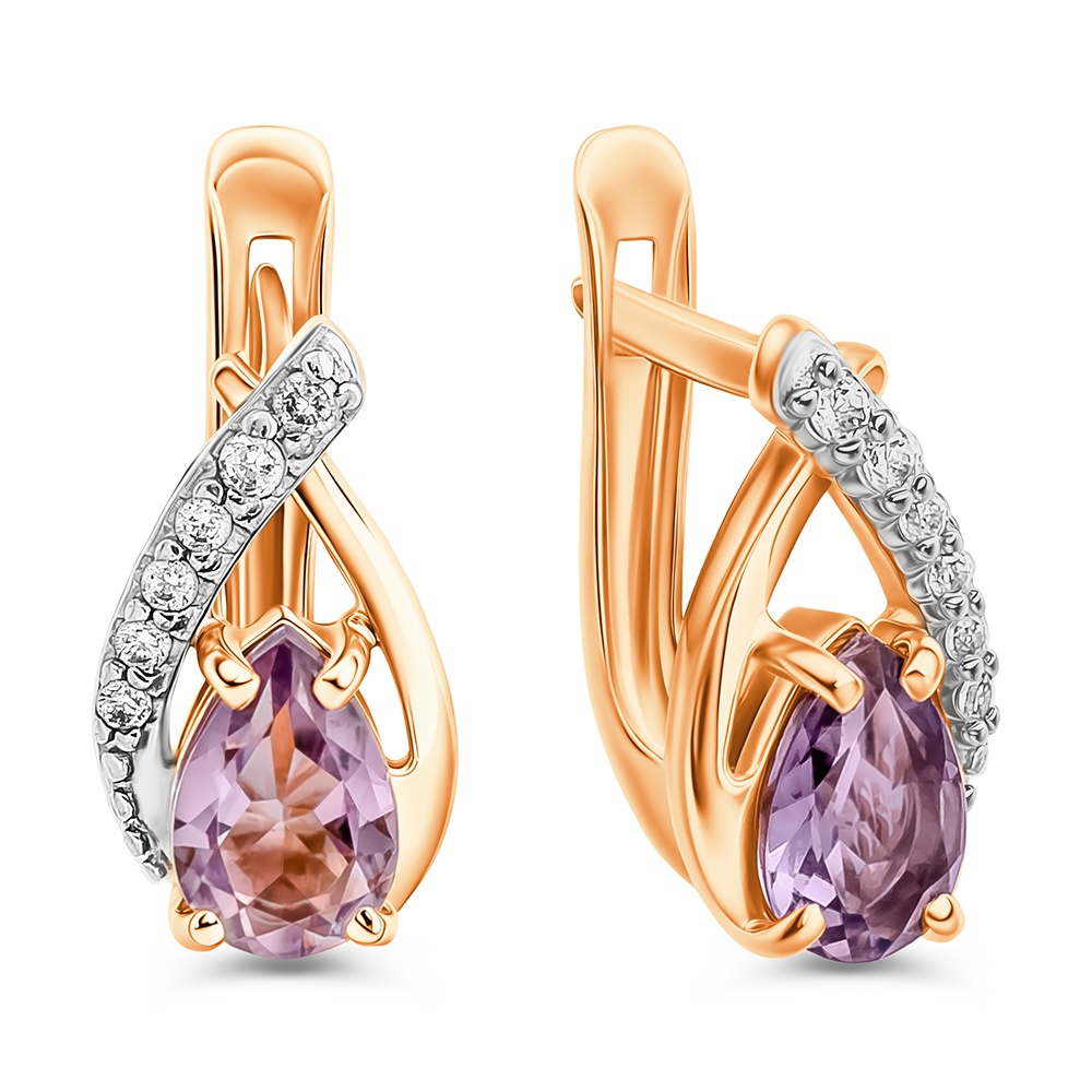 

Серьги из золота 585Gold 202009039, аметист/фианит, 202009039