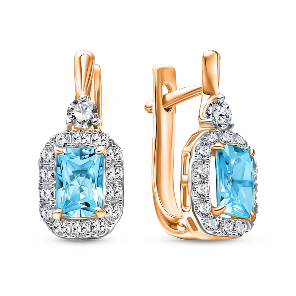 

Серьги из золота 585Gold 202009105, топаз/фианит, 202009105