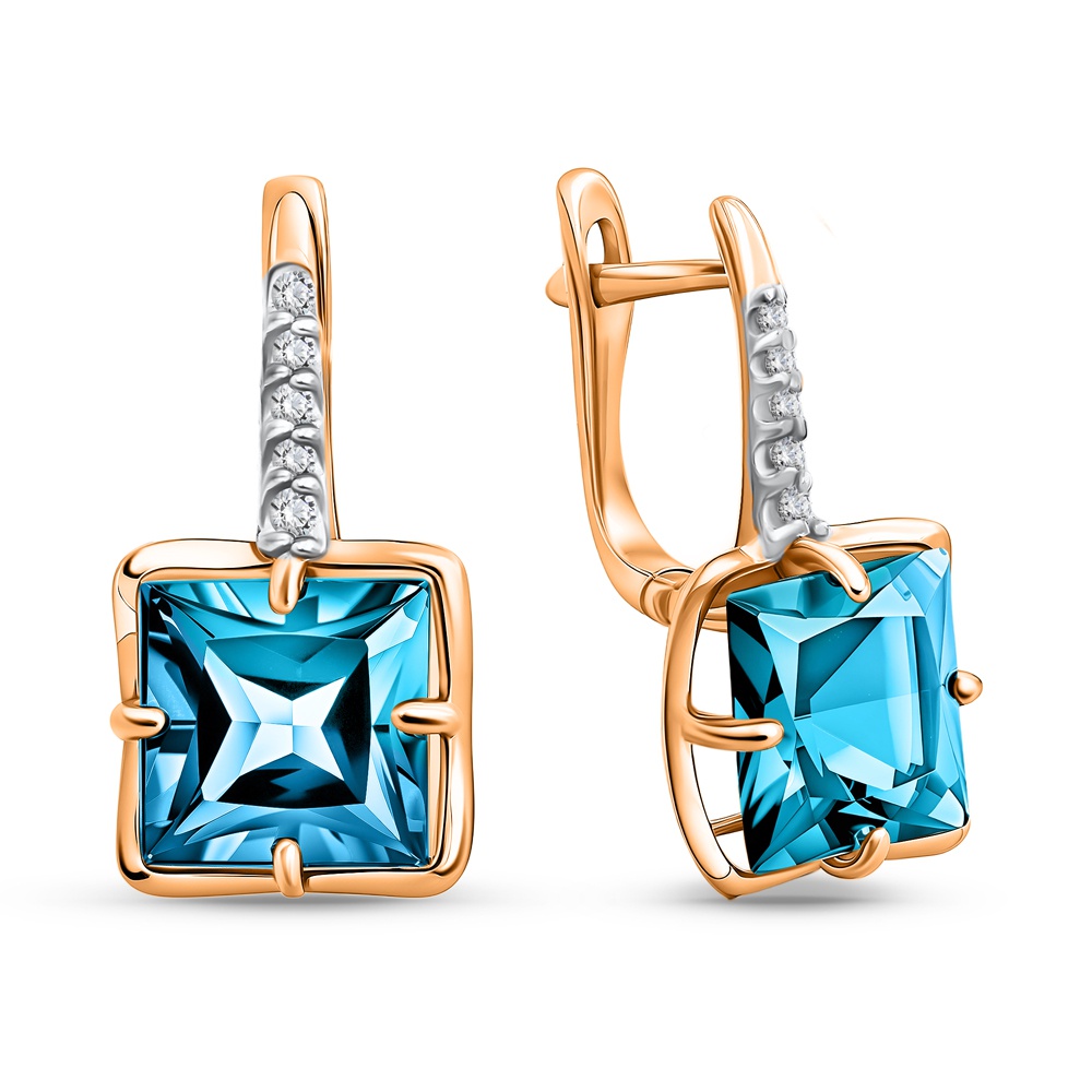 

Серьги из золота 585Gold 202008935, топаз/фианит, 202008935