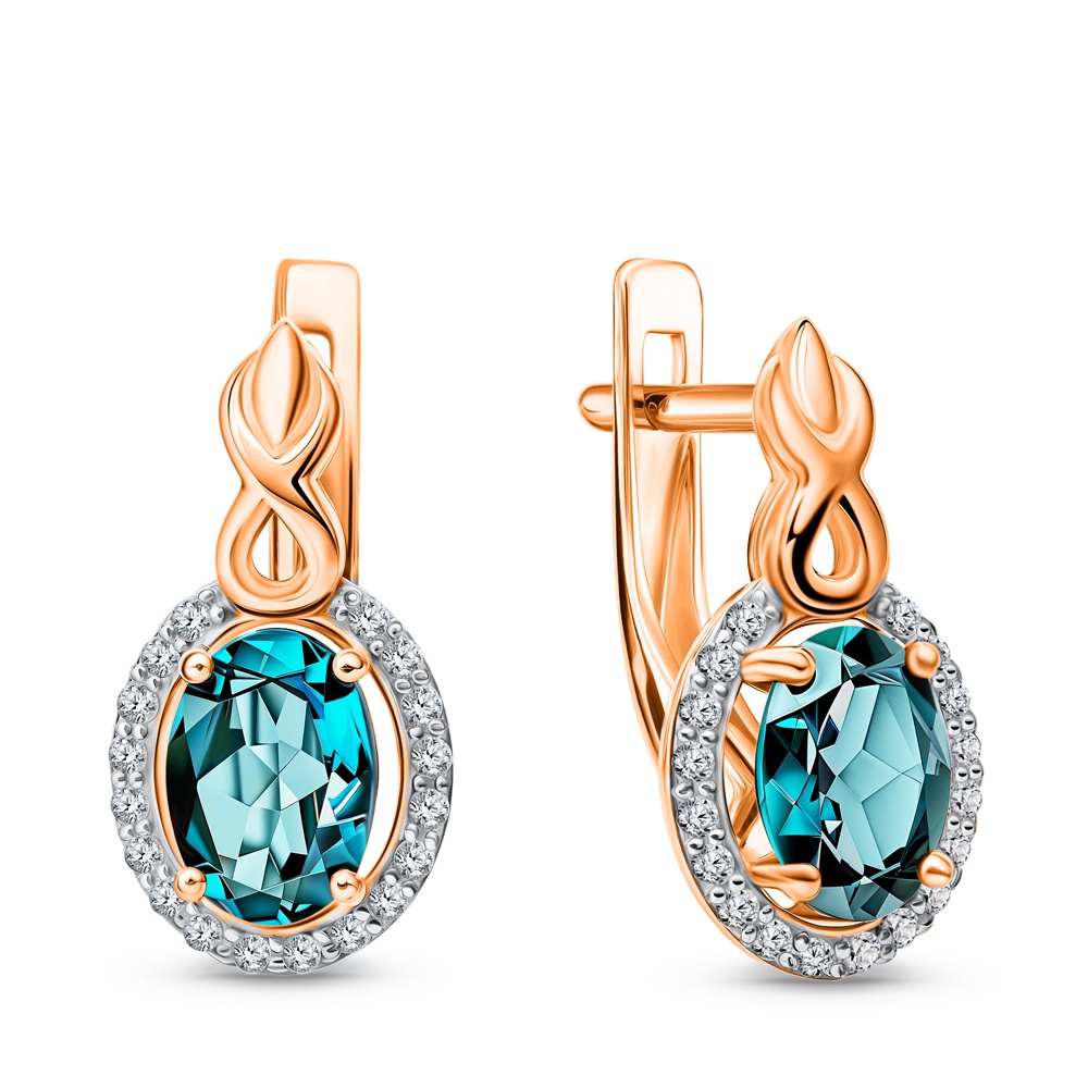 

Серьги из золота 585Gold 202008823, топаз/фианит, 202008823