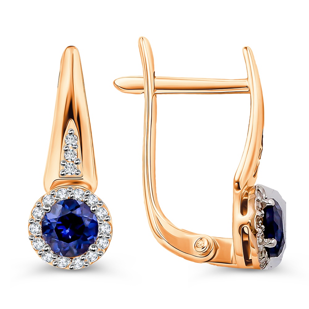 

Серьги из золота 585Gold 102008209, сапфир искусственный/бриллиант, 102008209