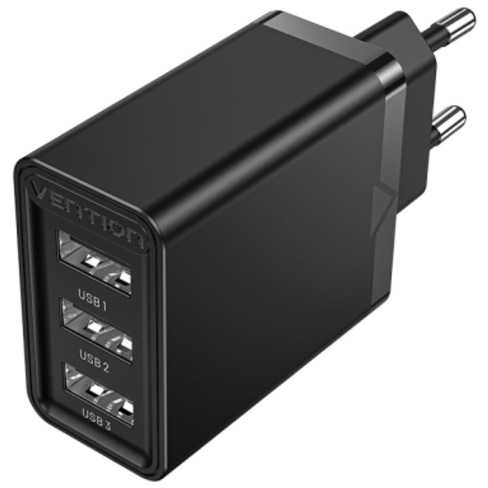 Сетевое зарядное устройство Vention 3xUSB 2.4 А черный 600008854091