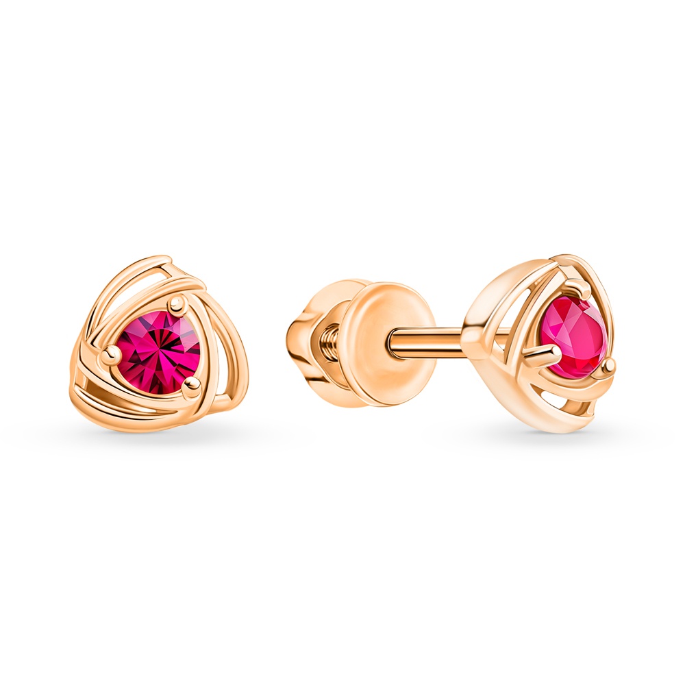 

Серьги из золота 585Gold 102008049, рубин искусственный, 102008049