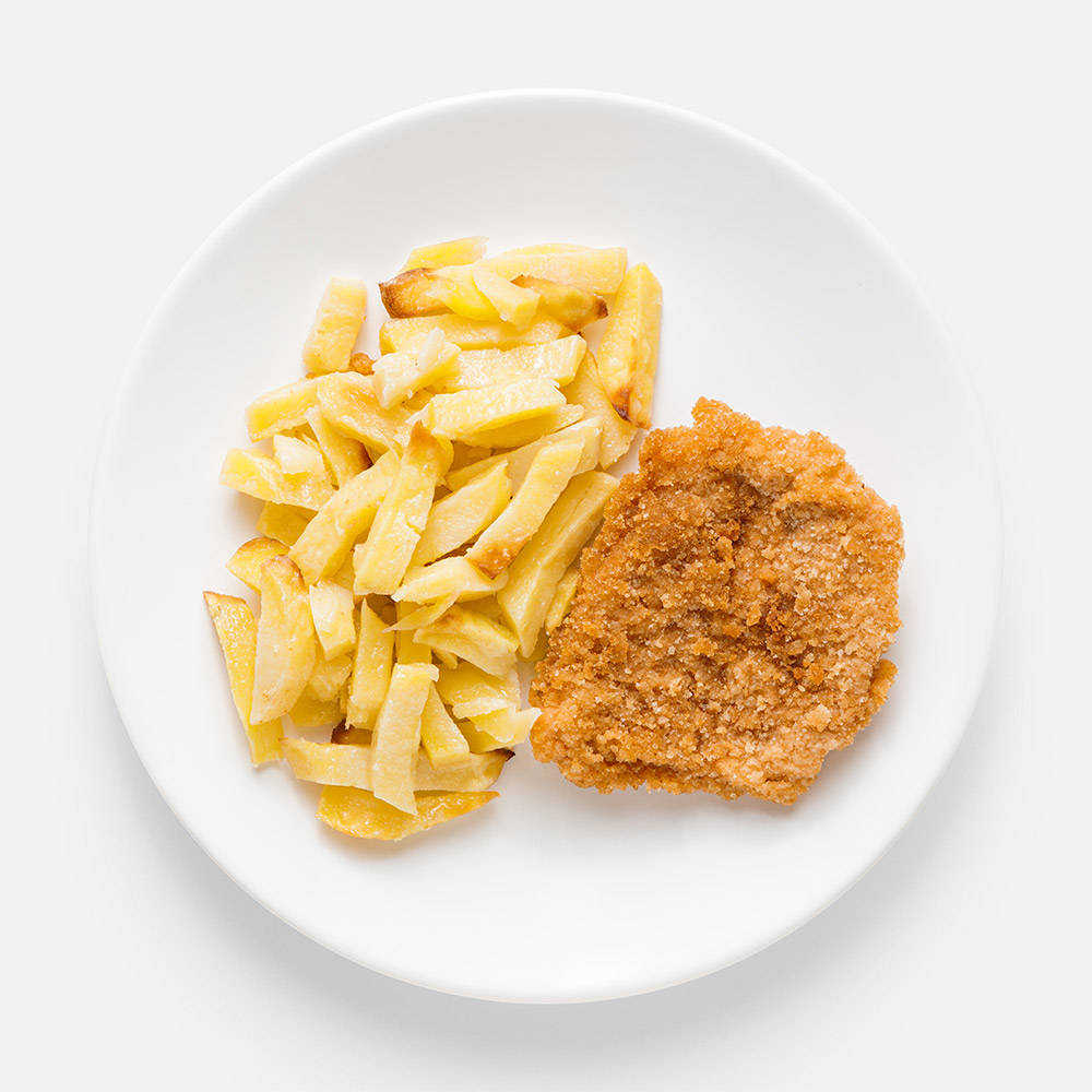 

Отбивная Белые ручки из куриной грудки, с запечённым картофелем, 260 г