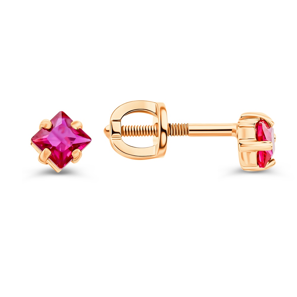 

Серьги из золота 585Gold 102008124, рубин искусственный, 102008124