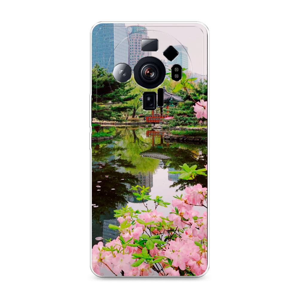 

Чехол на Xiaomi 12S Ultra "Сакура возле озера", Зеленый;розовый;голубой, 314550-2